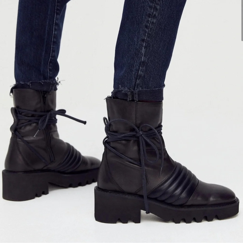 Free People Tori Padded Moto Boots - Black - Picture 11 of 13
